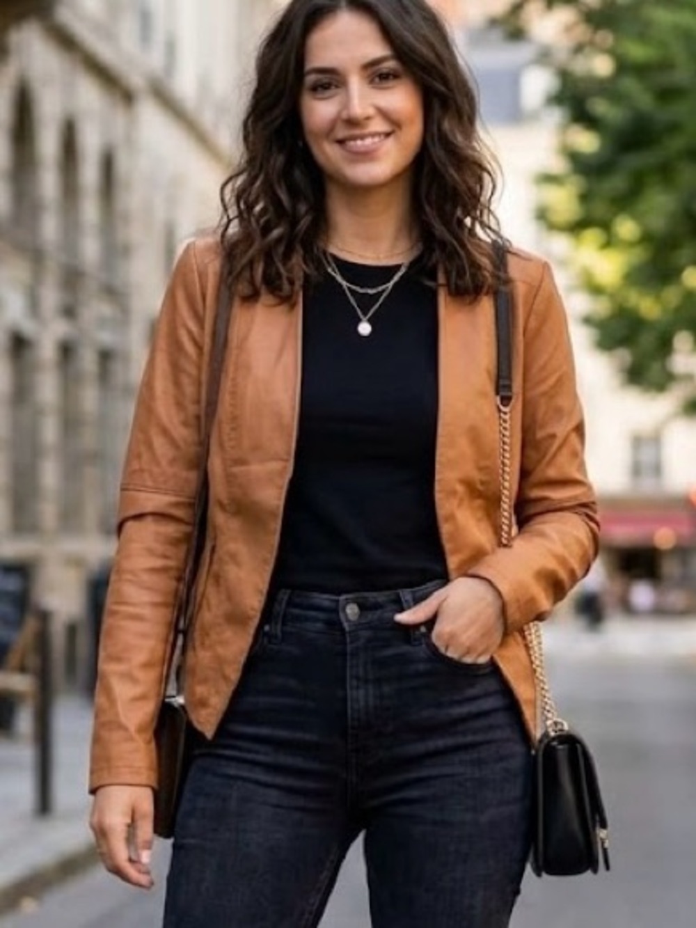 Dynamite Tan Camel Faux Leather Jacket Layering Classic Chic Boho Casual Edgy